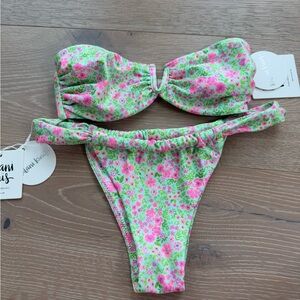 Kulani Kinis Floral Bikini Set - Pink and Green